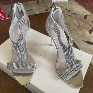 Glint Devyn Rhinestone Embellished Silver Tone Heels